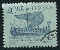 N°1245-1963-POLOGNE-BATEAU-DRAKKAR VIKING-40GR