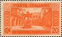 N°0244-1929-ITALIE-COUR DU BRAMANTE-20C-ROUGE ORANGE
