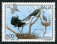 N°2095-1995-ITALIE-OISEAU-HERON CENDRE-600L