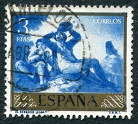 N°0910-1958-ESPAGNE-TABLEAU-LE BUVEUR PAR GOYA-3P