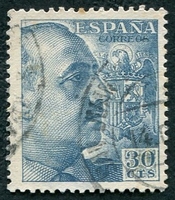 N°0682-1940-ESPAGNE-GENERAL FRANCO-30C-BLEU CLAIR