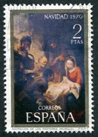 N°1658-1970-ESPAGNE-TABLEAU-ADORATION BERGERS-2P