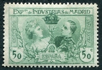 N°0239-1907-ESPAGNE-VICTORIA ET ALPHONSE XIII-50C-VERT