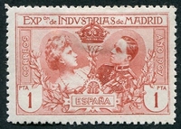 N°0240-1907-ESPAGNE-VICTORIA ET ALPHONSE XIII-1P-CARMIN
