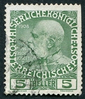 N°0104-1908-AUTRICHE-FRANCOIS JOSEPH 1ER-5H-VERT