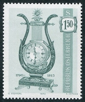 N°1173-1970-AUTRICHE-PENDULE ANCIENNE-1S50-VERT GRIS