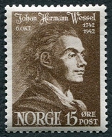 N°0242-1942-NORVEGE-POETE JOHAN HERMAN WESSEL-15O