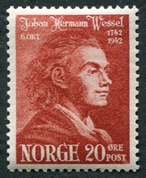 N°0243-1942-NORVEGE-POETE JOHAN HERMAN WESSEL-20O