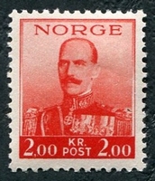 N°0185-1937-NORVEGE-HAAKON VII-2K-ROUGE