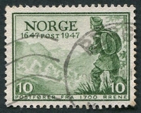 N°0294-1947-NORVEGE-COURRIER A PIED-10O-VERT