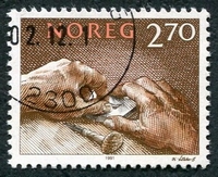 N°1027-1991-NORVEGE-ETAPES GRAVURE D'UN POINCON-2K70