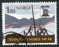 N°0772-1980-NORVEGE-INSTALLATION POTEAU TELEPHONIQUE-180O