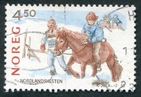 N°0939-1987-NORVEGE-RACE CHEVAUX-CHEVAL DE NORDLAND-4K50