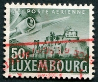 N°15-1946-LUXEMBOURG-CHATEAU DE VIANDEN ET AVION-50F