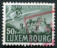 N°15-1946-LUXEMBOURG-CHATEAU DE VIANDEN ET AVION-50F