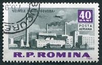 N°168-1963-ROUMANIE-USINE SOUDE GOVORA ET AVION-40B