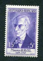 N°1071-1956-FRANCE-MAURICE RAVEL-COMPOSITEUR-15F+5F