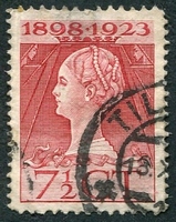 N°0120-1923-PAYS BAS-WILHELMINE-7C1/2-ROUGE CARMINE