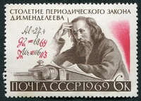 N°3501-1969-RUSSIE-CELEBRITES-MENDELEIEV-6K