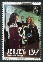 N°0215-1980-JERSEY-EUROPA-CHARLES II ET SIR CARTERET-13P1/2