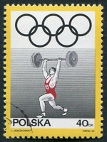 N°1760-1969-POLOGNE-SPORT-JO-HALTEROPHILIE-40GR