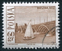 N°1559-1966-POLOGNE-BATEAU ET PONT PONIATOWSKI-VARSOVIE-60GR