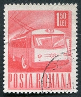 N°2356-1967-ROUMANIE-TRANSPORTS-TROLLEYBUS-1L50-ROUGE