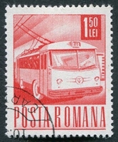 N°2356-1967-ROUMANIE-TRANSPORTS-TROLLEYBUS-1L50-ROUGE