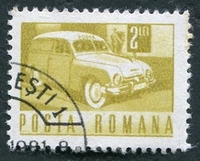 N°2638-1971-ROUMANIE-TRANSPORTS-VOITURE POSTALE-2L-OLIVE