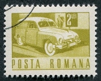 N°2638-1971-ROUMANIE-TRANSPORTS-VOITURE POSTALE-2L-OLIVE