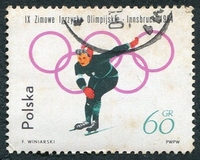 N°1325-1964-POLOGNE-SPORT-JO INNSBRUCK-PATINAGE FEMININ-60GR