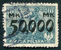 N°0274-1923-POLOGNE-SEMEUR-50000M /10M-VERT BLEU