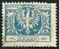 N°0282-1924-POLOGNE-AIGLE-200000M-BLEU CLAIR