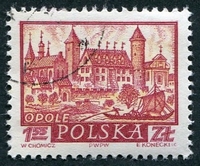 N°1064-1960-POLOGNE-VILLES-OPOLE-1Z55-ROUGE BRUN