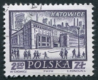 N°1067-1960-POLOGNE-VILLES-KATOWICE-2Z50-VIOLET FONCE