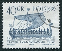 N°1419-1965-POLOGNE-BATEAU-DRAKKAR VIKING-40GR