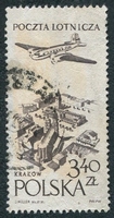 N°43-1957-POLOGNE-AVION ET VIEUX MARCHE CRACOVIE-3Z40