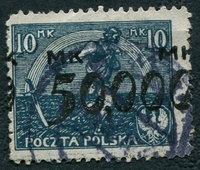 N°0274-1923-POLOGNE-SEMEUR-50000M /10M-VERT BLEU