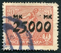 N°0273-1923-POLOGNE-SEMEUR-25000M /20M-ROUGE BRUN