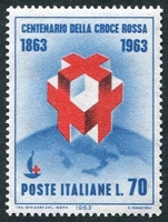 N°0890-1963-ITALIE-CENTENAIRE CROIX ROUGE-70L