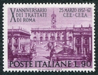 N°0962-1967-ITALIE-10E ANN TRAITE DE ROME-HOTEL DE VILLE-90L