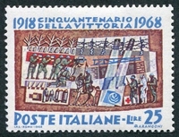 N°1023-1968-ITALIE-50 ANS VICTOIRE-GUERRE DE POSITION-25L
