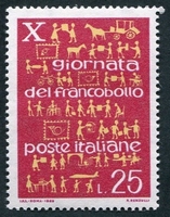 N°1029-1968-ITALIE-10E JOURNEE DU TIMBRE-MOYENS POSTAUX-25L