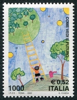 N°2439-2000-ITALIE-DESSIN ENFANT ET ECHELLE-1000L