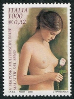 N°2406-2000-ITALIE-BUSTE DE FEMME TENANT UNE ROSE-1000L