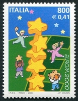 N°2454-2000-ITALIE-EUROPA-COLONNE D'ETOILES ET ENFANTS-800L