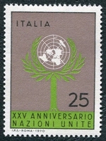 N°1057-1970-ITALIE-25E ANNIV DE L'ONU-25L