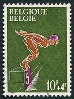 N°1373-1966-BELGIQUE-SPORT-NATATION-10F+4F