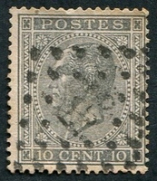 N°0017-1865-BELGIQUE-LEOPOLD 1ER-10C-GRIS