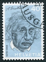 N°0912-1972-SUISSE-ALBERT EINSTEIN-40C-BLEU CLAIR ET NOIR